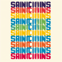 Write the word sanciones in colums in several colors 